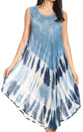 Sakkas Ambra Women's Casual Maxi Tie Dye Sleeveless Loose Tank Cover-up Dress#color_19302-Blue