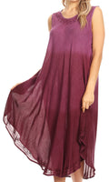 Sakkas Ambra Women's Casual Maxi Tie Dye Sleeveless Loose Tank Cover-up Dress#color_19303-Violet