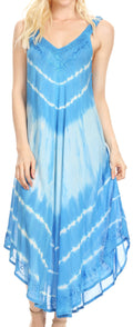 Sakkas Liz  Women's Maxi Loose Sleeveless Summer Casual Tank Dress Cover-up Caftan#color_19320-SkyBlue