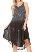 Sakkas Liz  Women's Maxi Loose Sleeveless Summer Casual Tank Dress Cover-up Caftan#color_19321-Black