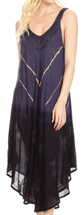 Sakkas Liz  Women's Maxi Loose Sleeveless Summer Casual Tank Dress Cover-up Caftan#color_19321-DarkPurple