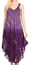 Sakkas Liz  Women's Maxi Loose Sleeveless Summer Casual Tank Dress Cover-up Caftan#color_19321-Purple