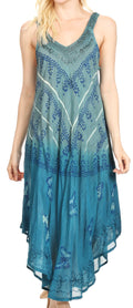 Sakkas Liz  Women's Maxi Loose Sleeveless Summer Casual Tank Dress Cover-up Caftan#color_19321-Turquoise