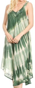 Sakkas Liz  Women's Maxi Loose Sleeveless Summer Casual Tank Dress Cover-up Caftan#color_Green