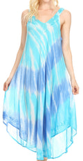 Sakkas Liz  Women's Maxi Loose Sleeveless Summer Casual Tank Dress Cover-up Caftan#color_TurquoiseRoyalB