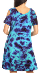Sakkas Sienna Women's Knit Cold Shoulder Short Sleeve Flared Shift Short Dress