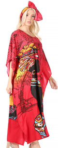 Sakkas Mera Women's Long Loose Short Sleeve Summer Casual Caftan Kaftan Dress#color_KAF1013-Red