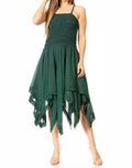 Sakkas Ella Smocked Bodice Spaghetti Strap Double Layered Dress#color_A-Green