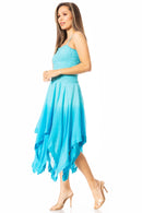 Sakkas Ella Smocked Bodice Spaghetti Strap Double Layered Dress