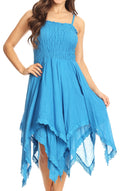 Sakkas Ella Smocked Bodice Spaghetti Strap Double Layered Dress#color_SkyBlue