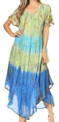 Sakkas Mika Ombre Floral Caftan Dress#color_Green