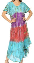 Sakkas Mika Ombre Floral Caftan Dress#color_Turquoise