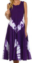 Sakkas Windsong Tie Dye Two Way Dress#color_Purple