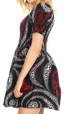 Sakkas Ife Wax African Ankara Colorful Cocktail Short Dress Off-shoulder w/pockets