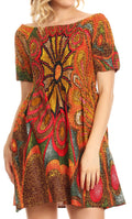 Sakkas Ife Wax African Ankara Colorful Cocktail Short Dress Off-shoulder w/pockets#color_501-Multi
