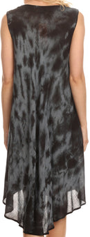 Sakkas Butterfly Tie Dye Tank Sheath Caftan Mid Length Cotton Dress