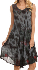 Sakkas Butterfly Tie Dye Tank Sheath Caftan Mid Length Cotton Dress