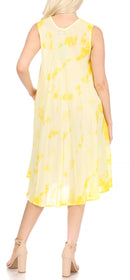 Sakkas Butterfly Tie Dye Tank Sheath Caftan Mid Length Cotton Dress