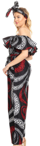 Sakkas Lelisa Ruffle Off-shoulder Long Jumpsuit w/pockets Wax African Ankara Dutch