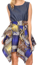 Sakkas Lani Womens Cocktail Sleeveless Hi-Lo Dress in African Print w/Pockets#color_118-RoyalYellowMulti