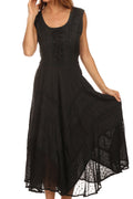 Sakkas Kevina Stonewashed Rayon Embroidered Dress#color_Black