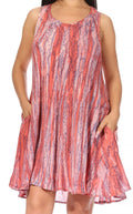 Sakkas Marta Women's Casual Summer Tie Dye Flowy Boho Maxi Sleeveless Dress Loose#color_Orange