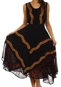 Sakkas Anastasia Batik Corset Style Dress#color_Black/Red
