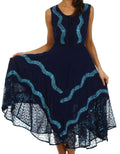 Sakkas Anastasia Batik Corset Style Dress#color_Navy/Turquoise
