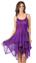 Sakkas Seraphina Corset Style Jacquard Bodice Short Dress#color_Purple
