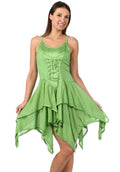 Sakkas Seraphina Corset Style Jacquard Bodice Short Dress#color_SpringGreen