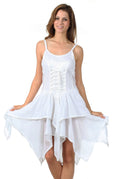 Sakkas Seraphina Corset Style Jacquard Bodice Short Dress#color_White