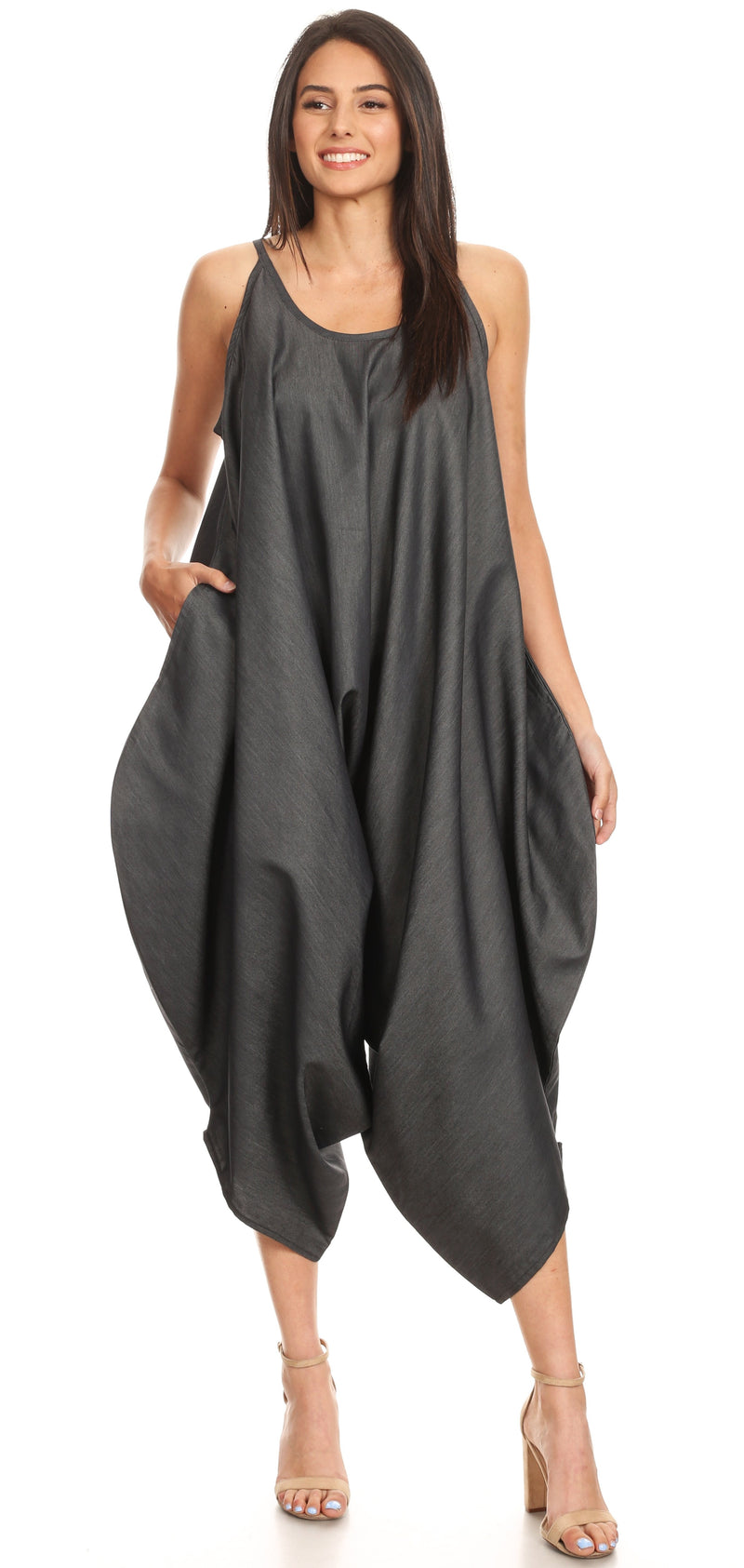 Sakkas Latrice Balloon Sleeveless Relax Fit Jumpsuit Tent with Pockets Unique