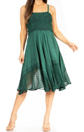Sakkas Aphrodite Embroidered Batik Dress#color_A-Green