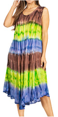 Sakkas Desert Sun Caftan Dress / Cover Up#color_Charcoal/Green