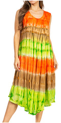 Sakkas Desert Sun Caftan Dress / Cover Up#color_Coral/Brown