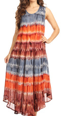 Sakkas Desert Sun Caftan Dress / Cover Up#color_Grey/Coral