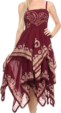 Sakkas Batik Smocked Bodice Handkerchief Hem Dress#color_Chocolate