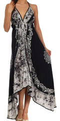 Sakkas Serenity Embroidered Batik Halter Dress#color_Black/White