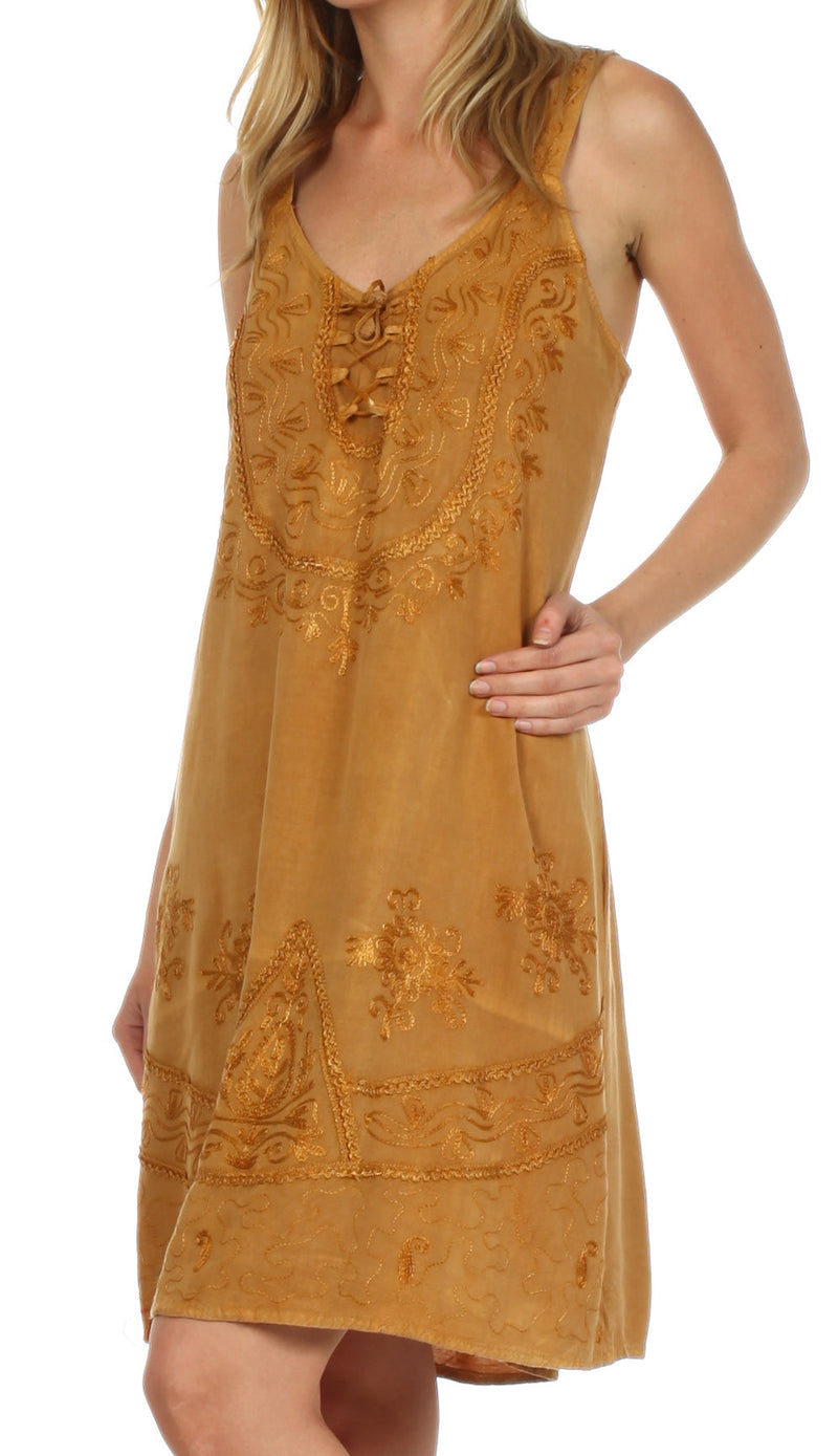 Sakkas Indira Embroidered Rayon Dress
