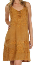 Sakkas Indira Embroidered Rayon Dress#color_Camel