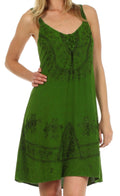 Sakkas Indira Embroidered Rayon Dress#color_Green