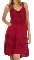 Sakkas Indira Embroidered Rayon Dress#color_Raspberry