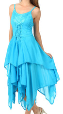 Sakkas Lady Mary Jacquard Corset Style Bodice Lightweight Handkerchief Hem Dress