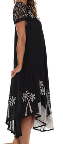 Sakkas Batik Palm Tree Cap Sleeve Caftan Dress / Cover Up
