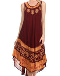 Sakkas Batik Flower Caftan Tank Dress / Cover Up#color_ChocolateGold