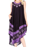 Sakkas Batik Flower Caftan Tank Dress / Cover Up#color_Purple