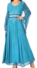 Sakkas Eve Women's Long Sleeve Casual Medieval Renaissance Celtic Maxi Dress Soft#color_Turquoise