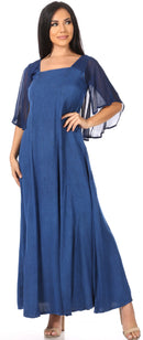 Sakkas Niam Women's Maxi Capelet Long Dress Celtic Medieval Renaissance Adjustable