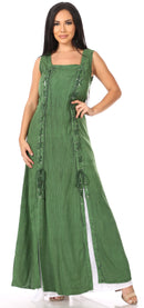 Sakkas Riva Women's Sleeveless Chemise + Over Dress Medieval Celtic Renaissance