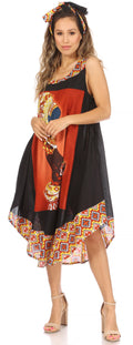 Sakkas Urbi Women's Casual African Print Beach Sleeveless Cover-up Caftan Dress#color_Print1